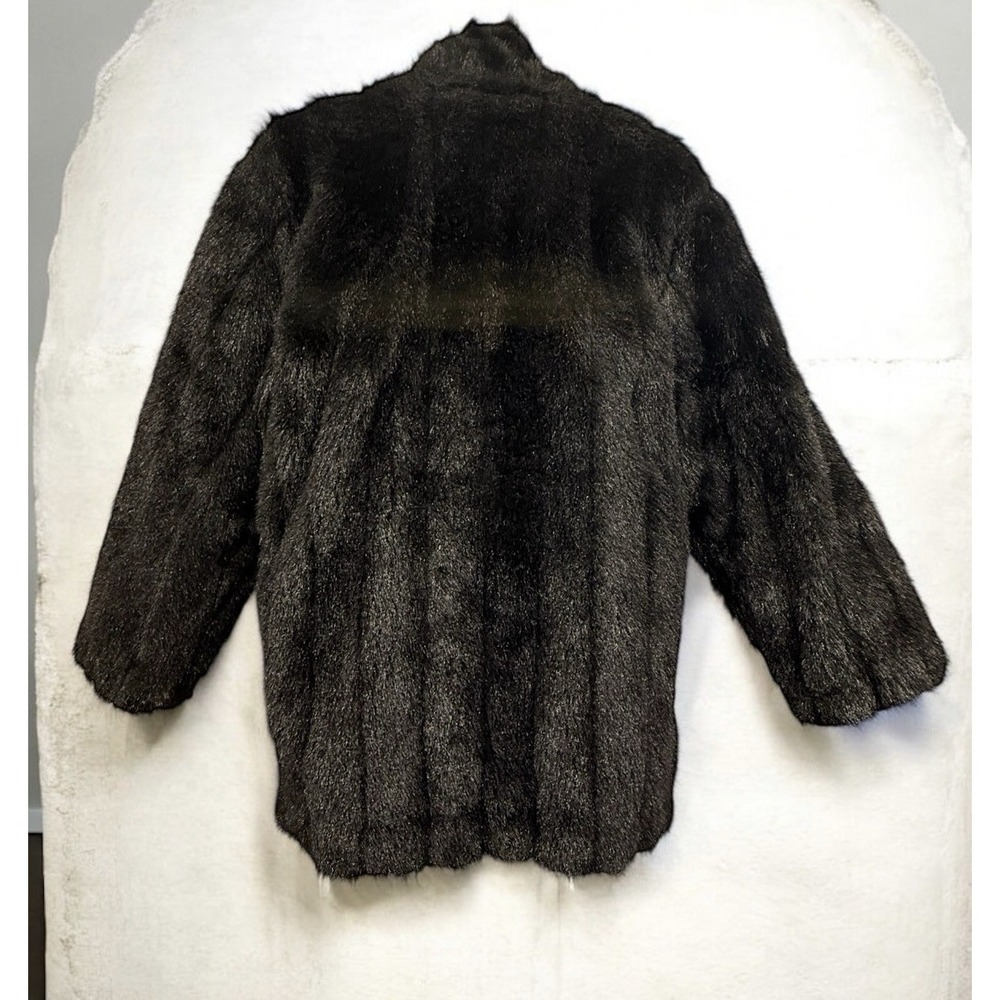 Vtg Hanna Of California Black Faux Fur Jacket Coat Womens Streetwear Sz Large? - Picture 2 of 7